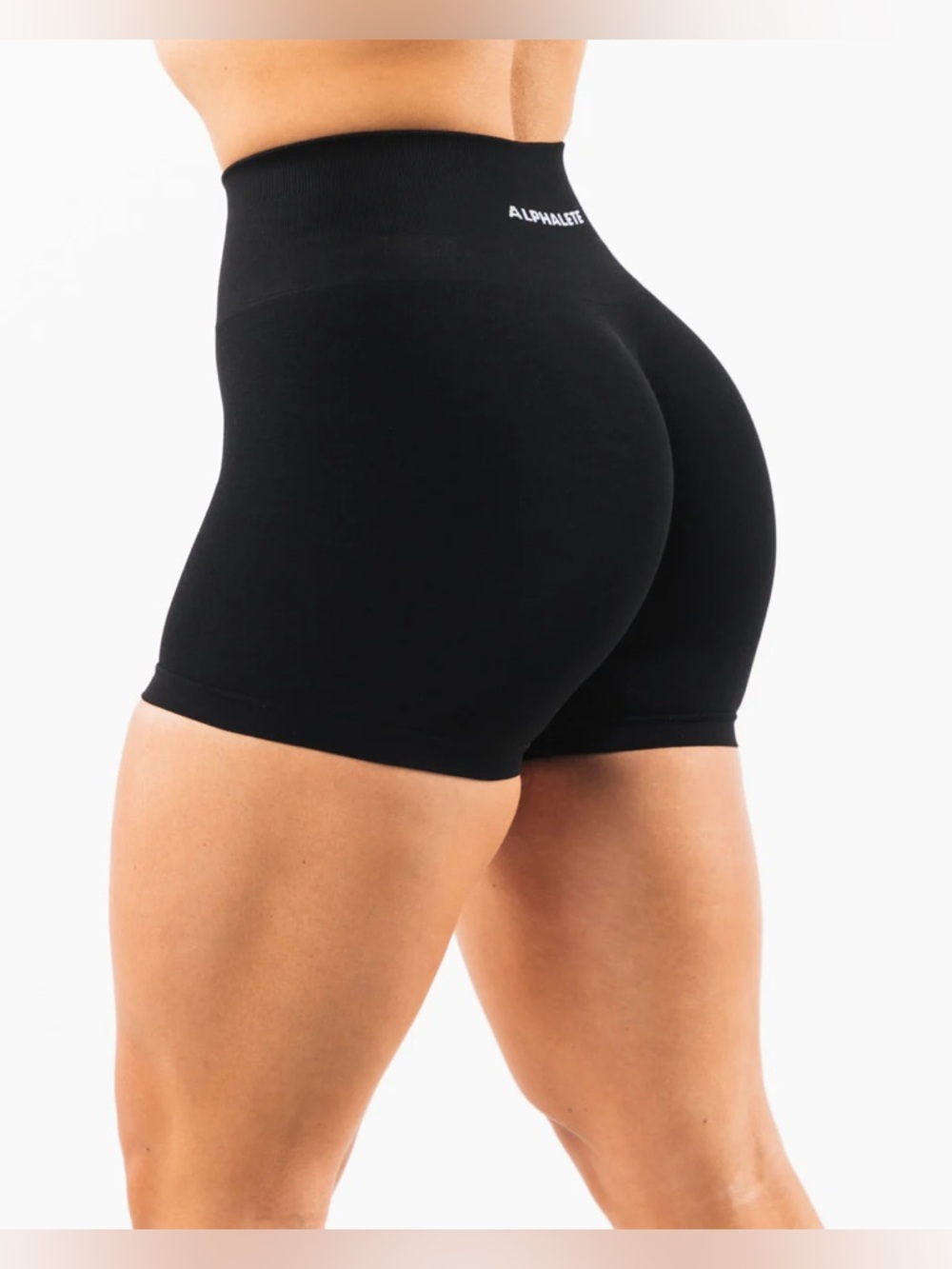 Alphalete Black Ultra High Rise Seamless Scrunch High Compression Gym Shorts